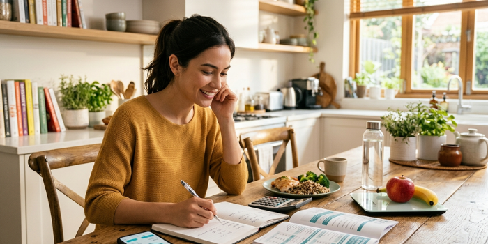 Seseorang sedang menghitung kebutuhan kalori dalam sehari