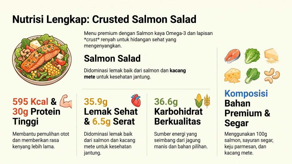informasi nutrisi crusted salmon salad