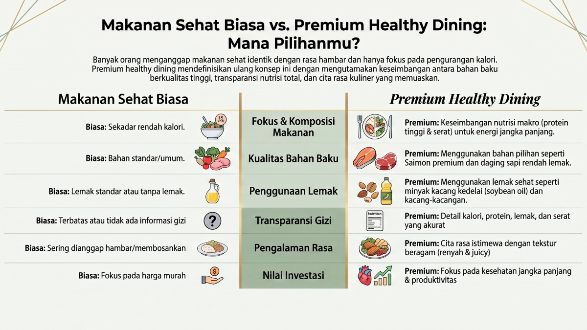 perbedaan makanan sehat biasa dan premium healthy dining